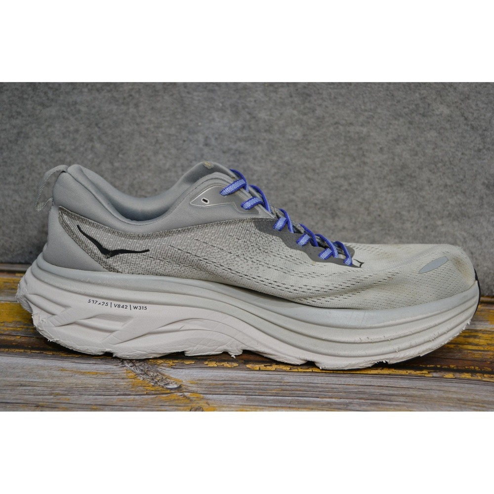 Hoka One One Bondi 8 Shoes Mens 13 2E Wide Gray Road Running Sneakers 1127953 - Picture 9 of 16